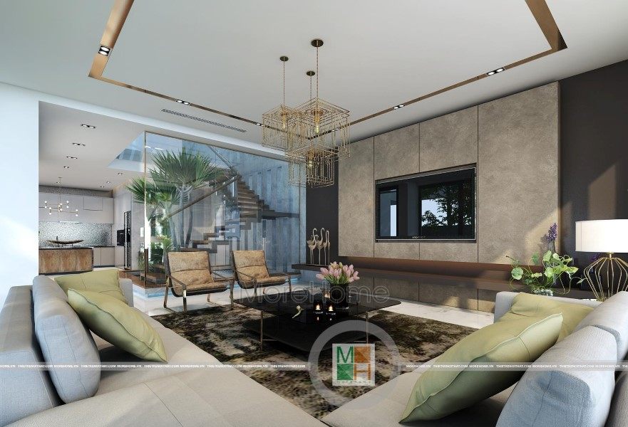 Thiết kế nội thất phòng khách biệt thự Nghệ An